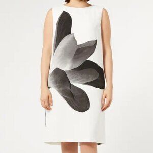 Marina Rinaldi White Black Print Oggetti Cady Print Shift Dress